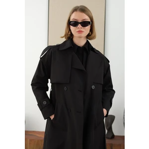Uzun Klasik Trençkot Siyah