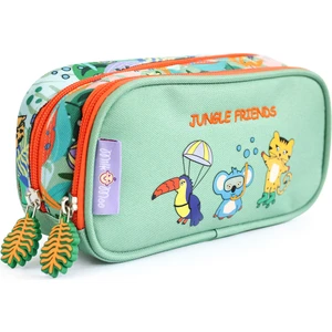 Çift Bölmeli Kalem Kutusu Hafif ve Taşınabilir 21 cm Polyester Jungle Friends Deseniyle