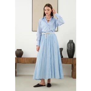 Kraşlı Vual Etek Açık Mavi