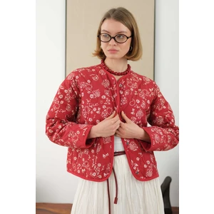 Kapitone Kısa Ceket Etnik Desen