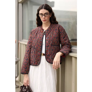 Kapitone Kısa Ceket Brush Çiçek