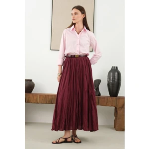 Kraşlı Vual Etek Bordo