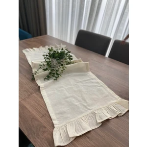- Fırfırlı Keten Runner – Rustik & Vintage Masa Dekoru