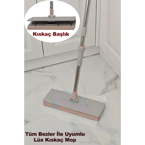 Sihirli Mop Lüx Kıskaçlı Sıkıştırmalı Mop Islak Mendil ve Tüm Bezler İle Uyumlu Büyük Boy 32 cm