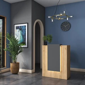 MA101 Karşılama Bankosu LED Işıklı Çekmeceli Banko Sepet Ceviz - Antrasit