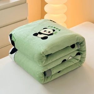 Out Yuy 1 Parça Panda Battaniye Yumuşak Rahat Kadife Battaniye 100*120CM Yeşil (Yurt Dışından)