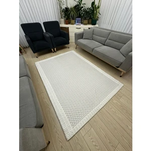 Lastikli Mikro Polar Halı Örtüsü - Yıkanabilir - Dijital Baskı - Sare Krem