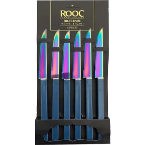 6 Adet Meyve Bıçağı Lazer Kesim Lacivert Bıçak Meyve Bıçak