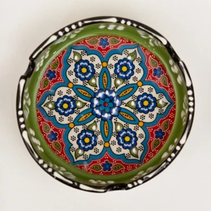 Desenli Yuvarlak Seramik Kül Tabağı 1 Adet