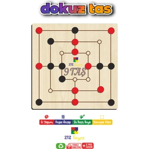 Time Table  Ahşap 9 Taş 3 Taş Akıl, Zeka ve Strateji Oyunu (Dokuztaş, Dokuz Taş) 2li
