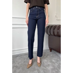 Kesik Paça Boyfit Jean- Lacivert