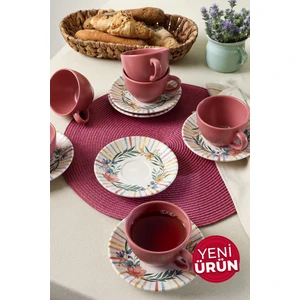 Soft Flowers Kera Çay Takımı 12 Parça 6 Kişilik 22322