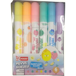 Mıkro MK-612-12 Meyve Kokulu Fosforlu Kalem 6 Lı