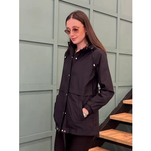 Kadın Fermuarlı Kapşonlu ,çıt Çıt Detaylı  Kapama Rüzgarlık-Yağmurluk