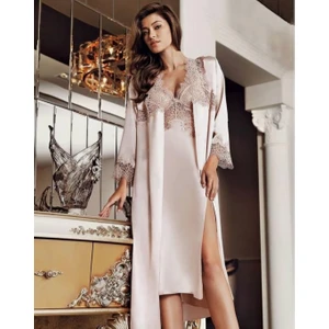 Lovela Paris Saten Kısa Gecelikli 6 Lı Çeyiz Seti 2005 Lacivert-Ekru-Bordo-Siyah-Pudra