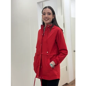 Kadın Fermuarlı Kapşonlu ,çıt Çıt Detaylı  Kapama Rüzgarlık-Yağmurluk