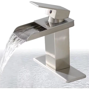 Lavabo Bataryası Mat Siyah / Krom / Inox / Mat Gold Şelale Kare Gövde Eğimli Havza Banyo Armatür Çift Giriş Lüks Ergonamik