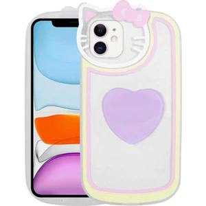 ZORE Apple iPhone 11 Uyumlu Kedi Figürlü Transparan Pop Soketli  Ritmik KAPAK-LILA-8680436601051-TA75221-NO
