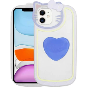 ZORE Apple iPhone 11 Kılıf Kedi Figürlü Transparan Pop Soketli  Ritmik KAPAK-MAVI-8680436601068-NOİR7