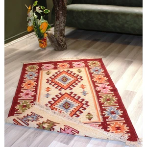 Makine Dokuma Uşak Kilimi, Püsküllü, Çift Taraflı