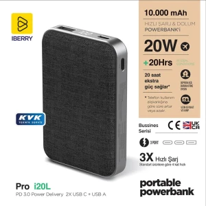 Iberry 10000 Mah 20W Hızlı Powerbank