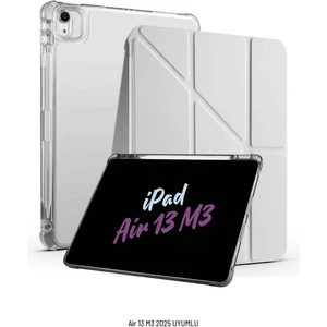 Apple iPad Air 13 Inç 2025 M3 Çip Uyumlu Kalem Bölmeli Standlı Akıllı Fuchsia Trifolding Tablet Kılıfı