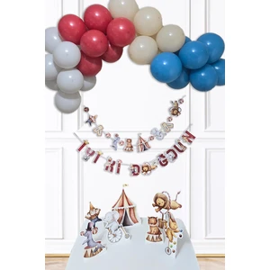 Sirk Konsept Bannerlı Panolu Doğum Günü Balon Zinciri Seti