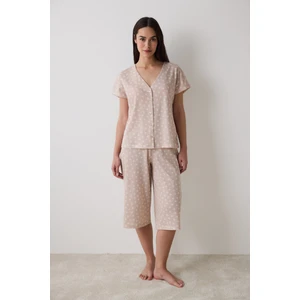 Lucy Pointel Bej Kapri Pijama Takımı