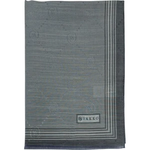 Pamuk Ipek Şal - Bordürlü Monogram - Gri