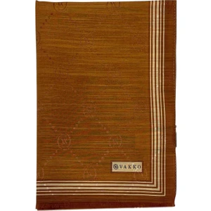 Pamuk Ipek Şal - Bordürlü Monogram - Bakır