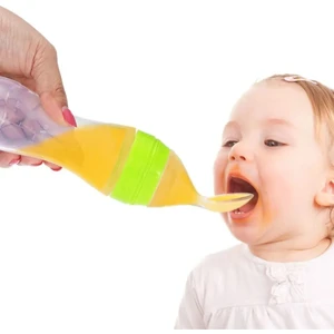 Bebek Kaşıklı Mama Biberonu, Sıkmalı Kaşık Biberon Yeni Doğan Ek Gıda Kaşık Biberon Bpa'sız Yeşil