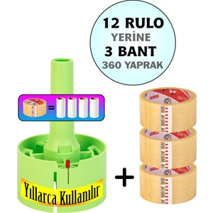 Yeşil + 3 Bant 360 Yaprak Koli Bantlı Tüy Toplayıcı, tüy toplama rulosu yerine