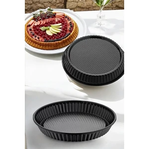 Emaye Yanmaz Yapışmaz Tart Turta Kalıbı | Kabartmalı Şekilli Emaye Tart Turta Kalıbı 30 cm