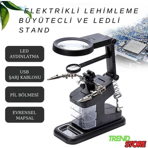 Trendstore 10LED Büyüteç Çok Fonksiyonlu Lehimleme Havya Seti 3x 4.5x 25X
