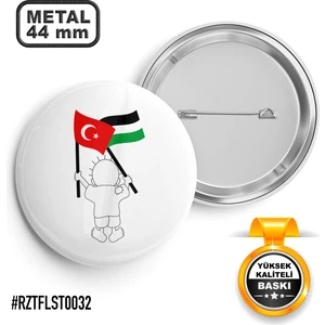 Sağlam Ajans Türk Filistin Bayrak Çocuk İğneli Rozet 44 mm