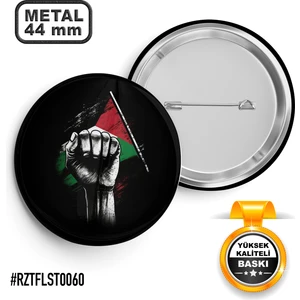 Sağlam Ajans Filistin Bayrak Siyah İğneli Rozet 44 mm