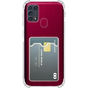 Caseworld Samsung Galaxy M31 Kapak Kamera Korumalı Kartlıklı Darbe Emici Özellikli Şeffaf Silikon Kılıf