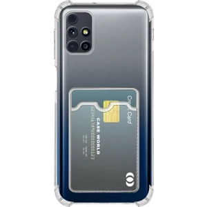 Caseworld Samsung Galaxy M31S Kapak Kamera Korumalı Kartlıklı Darbe Emici Özellikli Şeffaf Silikon Kılıf