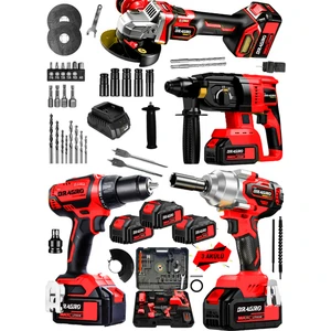 Alman DRG-999VF 20 Ah 4 Lü Set Akülü Şarjlı Vidalama Somun Sökme Taşlama Kırıcı Delici Setk