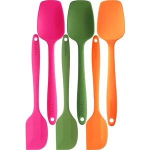 Silikon Kaşık Spatula Seti 6lı Yanmaz Yapışmaz Çizmez Fusya-Yeşil-Turuncu 27 cm