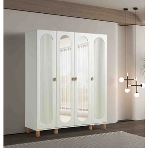 Pema home peri %100 mdf Membran 4 Kapaklı Dolap Gardırop