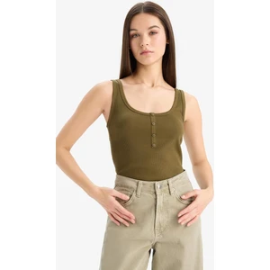 Slim Fit Dar Kesim Kare Yaka Fitilli Kaşkorse Atlet E2173AX25SP