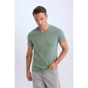 %100 Pamuk New Regular Fit V Yaka Basic Düz Kısa Kollu Tişört D7938AX25SP