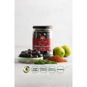 Gaia Oliva Acılı Doğal Siyah Zeytin, Yağlı Sele Gemlik Çeşidi, Net: 450 gr