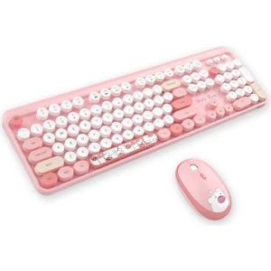 Hello Bear Kablosuz Klavye Mouse Seti Pembe SMK-640