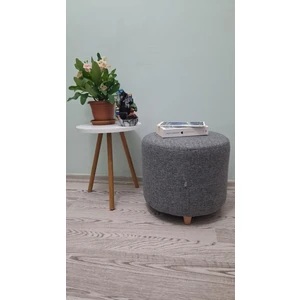 Ahşap Ayaklı Keten Kumaş Yuvarlak Puf&bench Koltuk/tabure