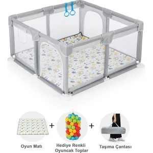 Original Playard Plus Güvenli Bebek ve Çocuk Oyun Alanı Oyun Parkı 120X120 Oyun Matı ve Topları