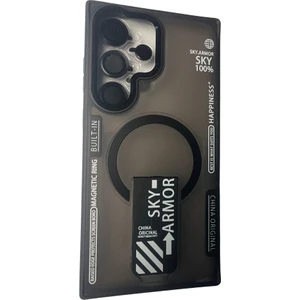 Teknocase Sky Armor Kapak Galaxy S24 Ultra Kılıf Magsafe Şarj Özellikli Standlı – Lens Koruma-Siyah