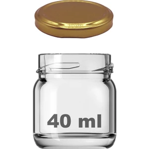 40 cc Kavanoz Metal Gold Konserve Kapaklı 40 ml Şeffaf Küçük Numune Cam Kavanoz 1 Adet
