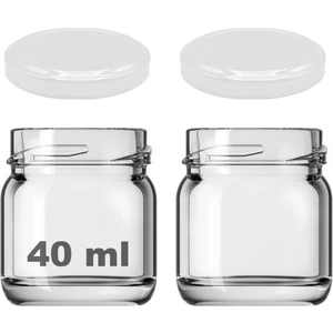40 ml Metal Beyaz Kapaklı 40 cc Şeffaf Numune Cam Kavanoz Küçük 2 Adet